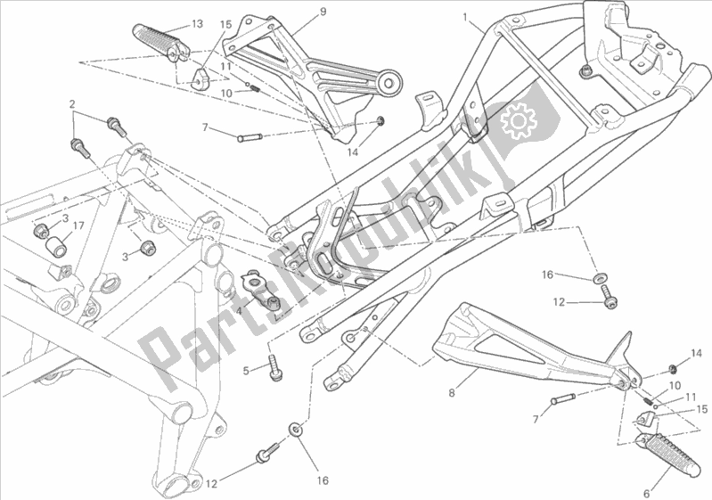 Todas as partes de Quadro Traseiro do Ducati Streetfighter 848 USA 2015